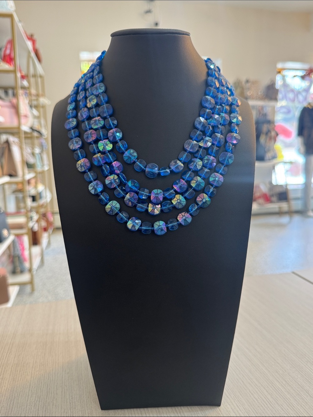 Western Germany Multi-Strand Blue Crystal Statement Necklace